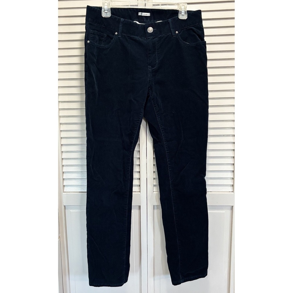 Banana Republic Soft Corduroy‎ Pants Sz 12 Stretch Navy Slim Straight Leg Zip